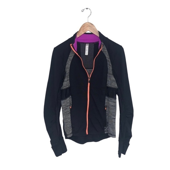 Kyodan Workout Jacket Women's Size Medium Black Peach Full Zip Mesh Lightweight - Picture 1 of 9